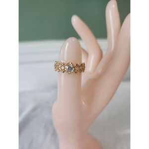 Rose Gold and White Stone Ring Size 6